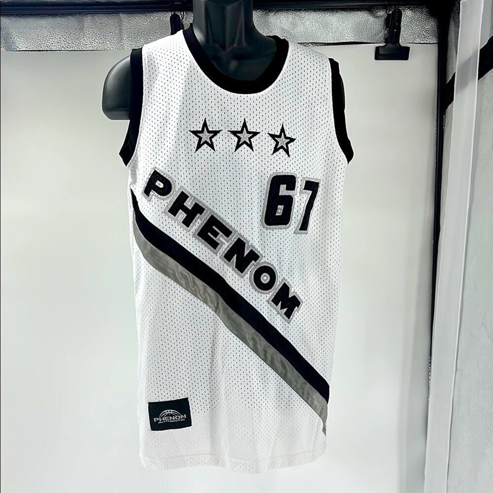 VTG Phenom Authentic Stitched #67 White/Black BASKETBALL JERSEY Medium Video